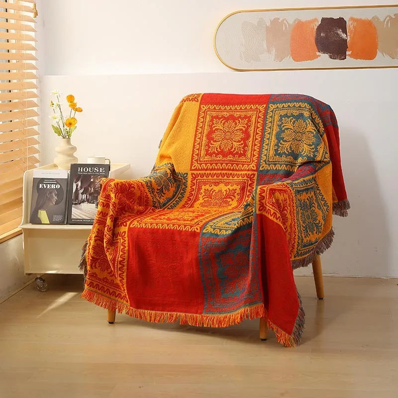 Throw blanket – Soft chenille – Large boho plaid design – Cozy couch cover with tassels – 60 x 75 in 5