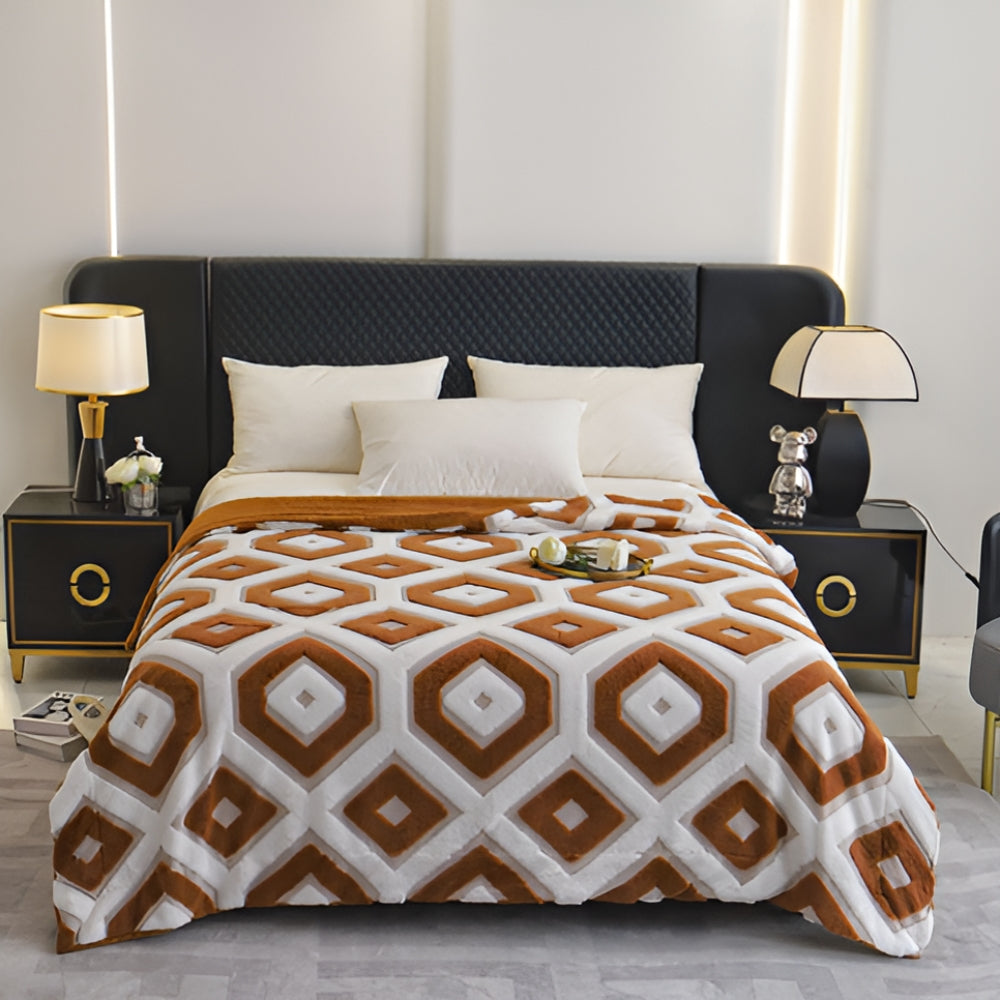 Throw blanket – Soft cotton blend – Boho geometric pattern – Cozy home accessory – 50 x 60 in 0