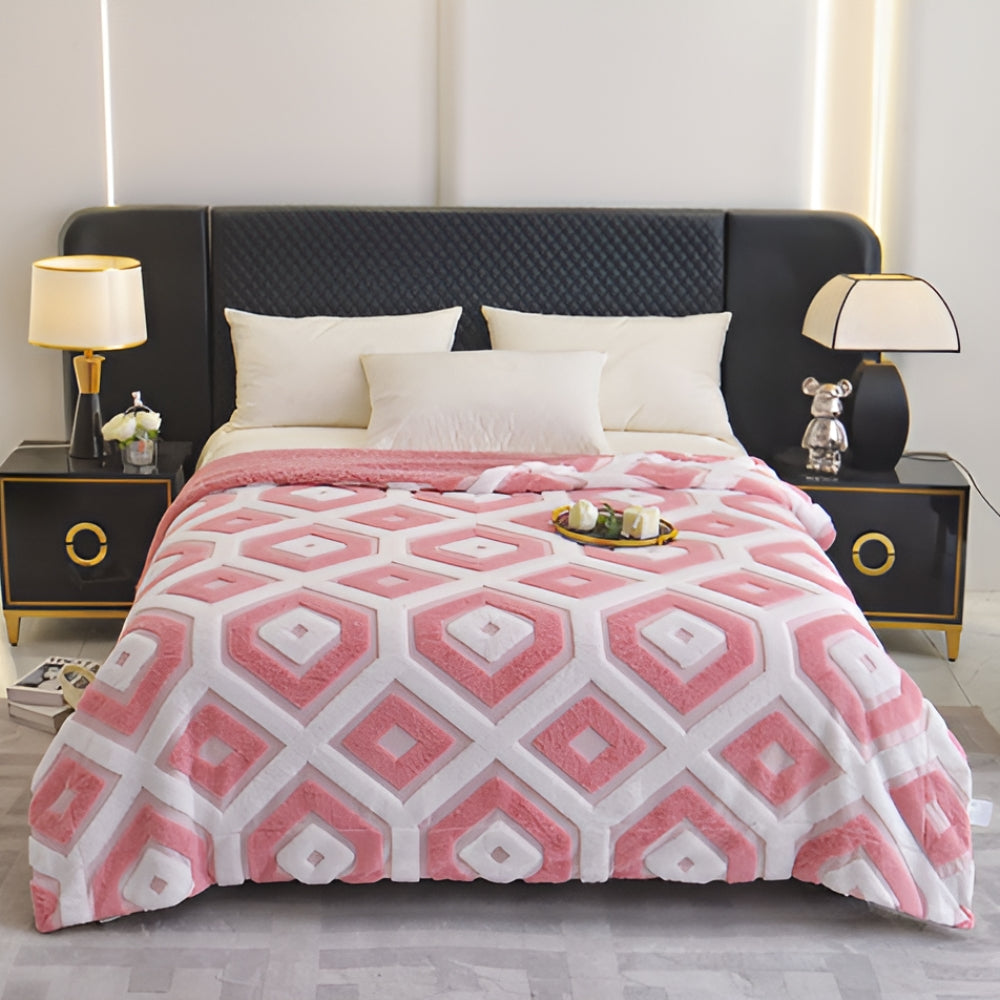 Throw blanket – Soft cotton blend – Boho geometric pattern – Cozy home accessory – 50 x 60 in 1