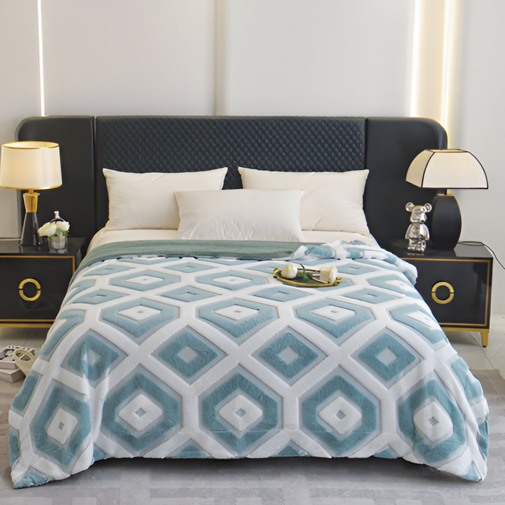 Throw blanket – Soft cotton blend – Boho geometric pattern – Cozy home accessory – 50 x 60 in 3