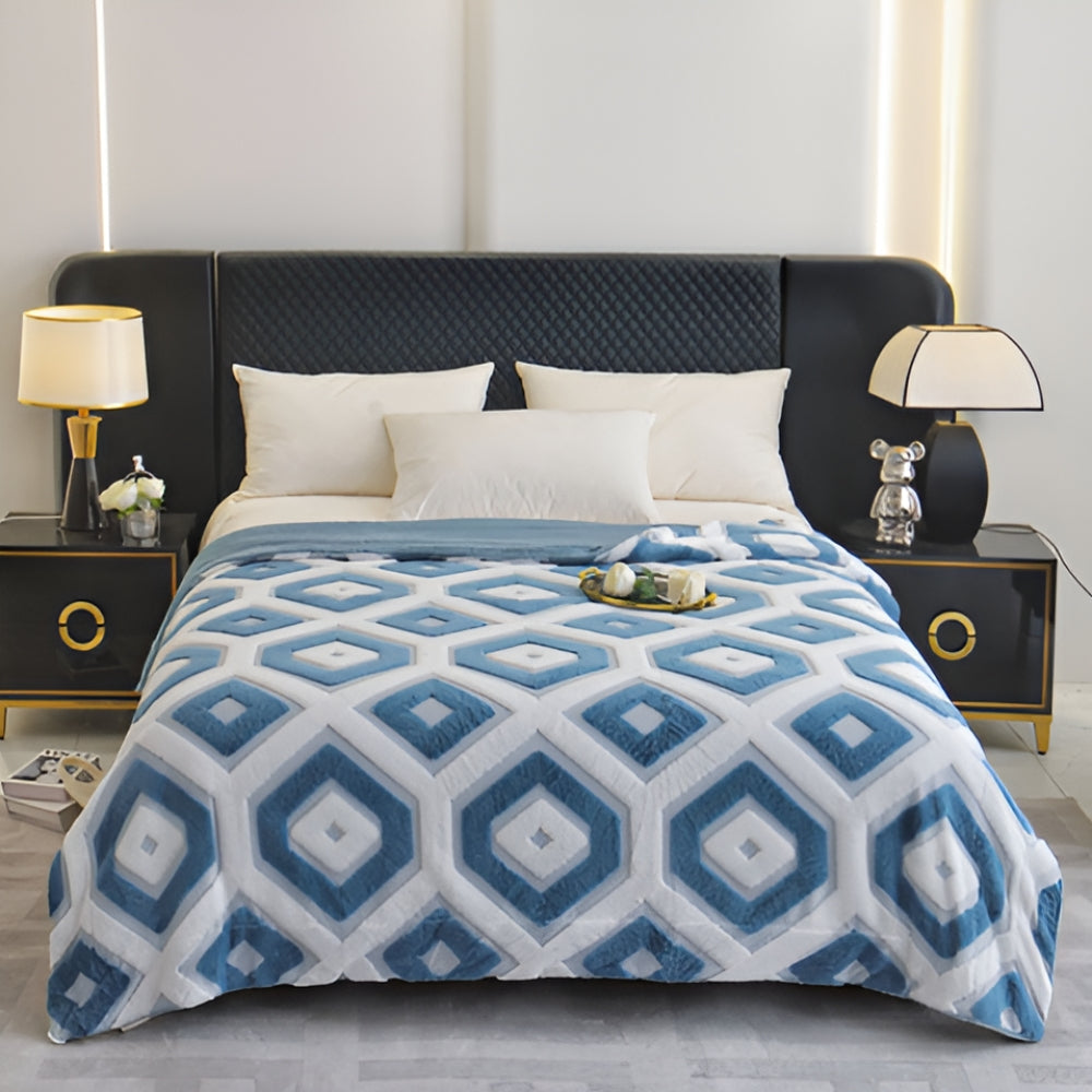 Throw blanket – Soft cotton blend – Boho geometric pattern – Cozy home accessory – 50 x 60 in 4
