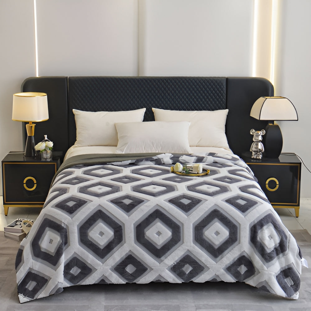 Throw blanket – Soft cotton blend – Boho geometric pattern – Cozy home accessory – 50 x 60 in 7