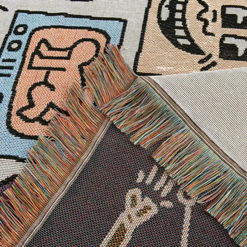 Throw blanket – Soft cotton blend – Multicolor doodle design – Cozy couch accessory – 51.2 x 63 in 1
