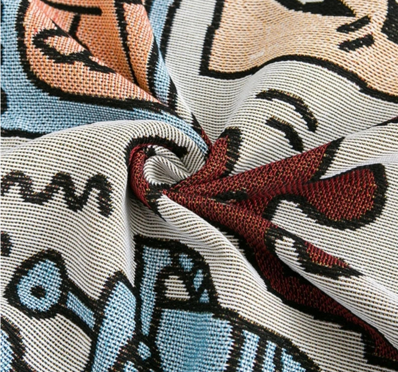 Throw blanket – Soft cotton blend – Multicolor doodle design – Cozy couch accessory – 51.2 x 63 in 4