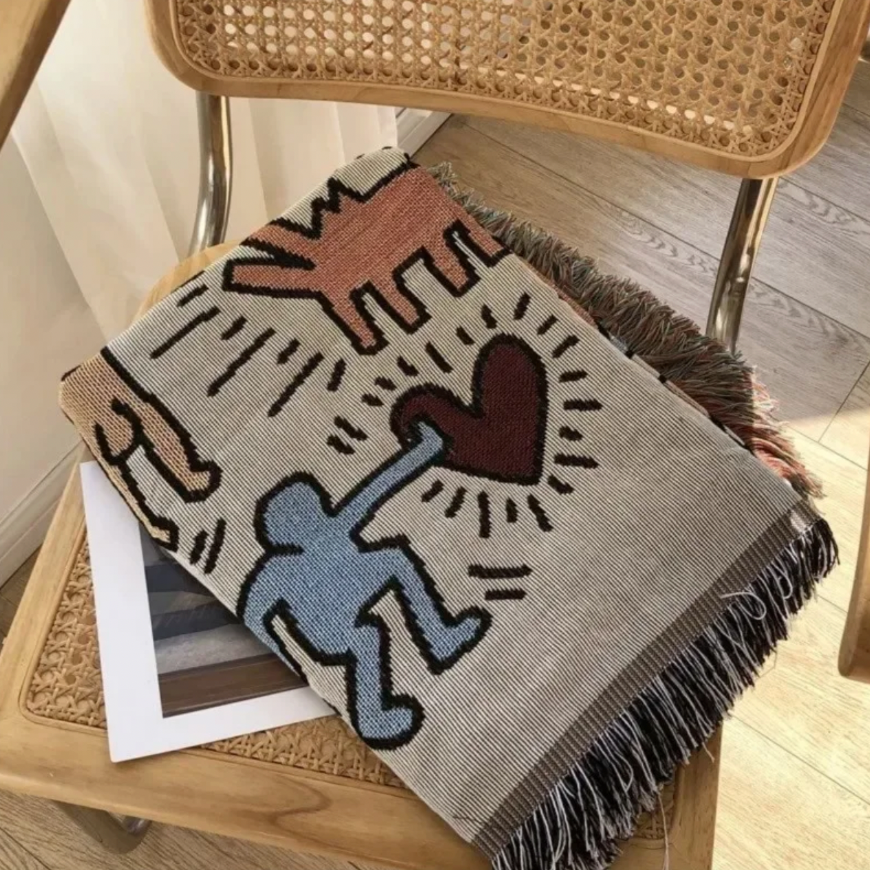 Throw blanket – Soft cotton blend – Multicolor doodle design – Cozy couch accessory – 51.2 x 63 in 6