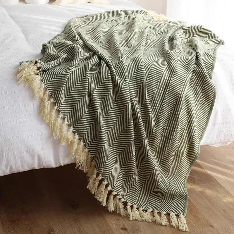 Throw blanket – Soft knit – Multi-colored geometric pattern – Cozy home decor – Machine washable – 60 x 50 in 1