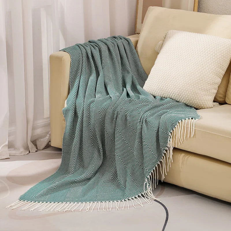Throw blanket – Soft knit – Multi-colored geometric pattern – Cozy home decor – Machine washable – 60 x 50 in 10