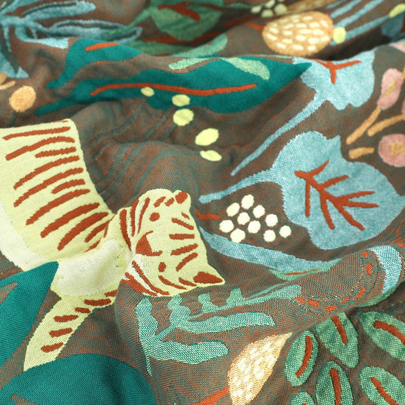 Throw blanket – Woven cotton – Jungle tiger print – Cozy sofa or bed accessory – 60 x 80 inches 6