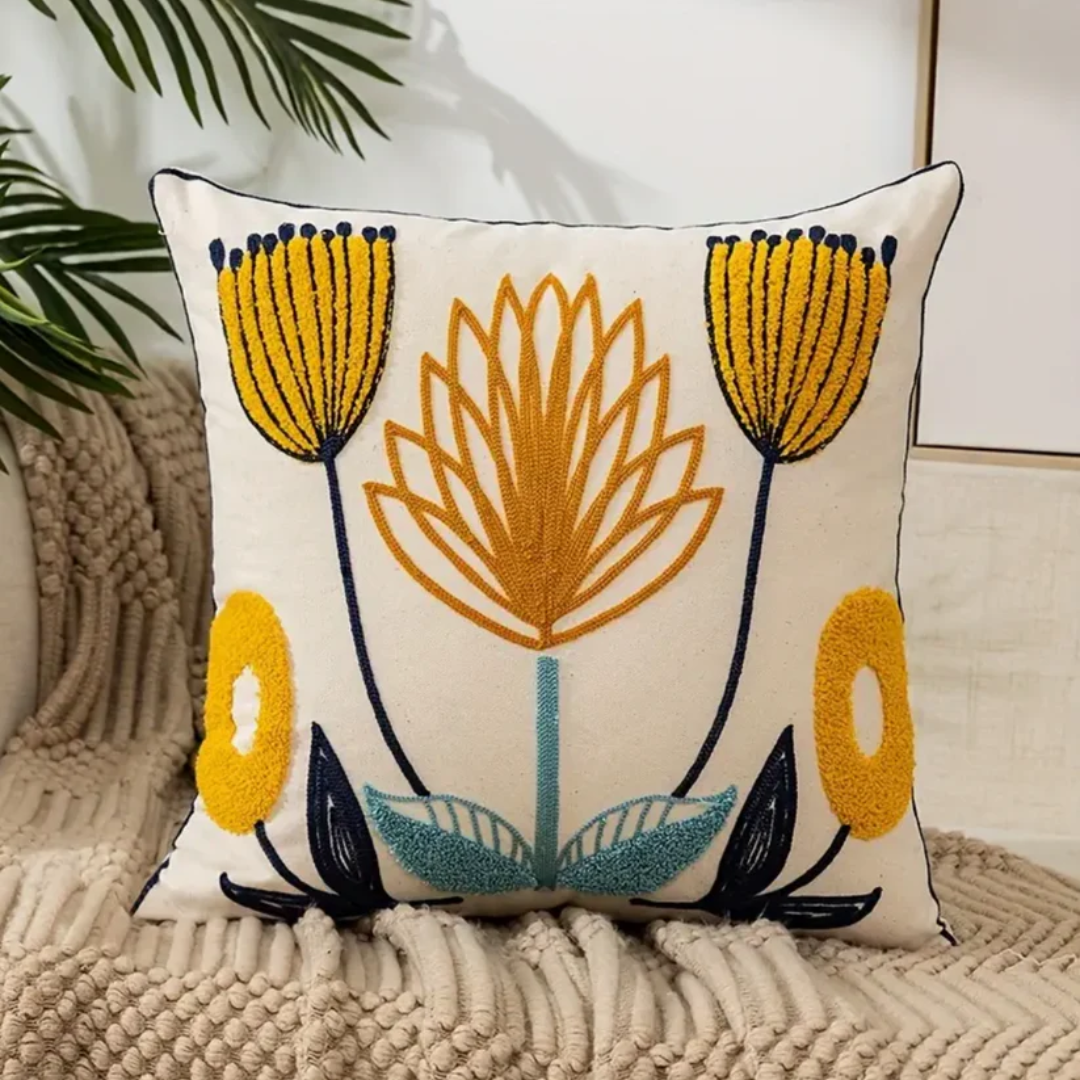 Throw pillow – Floral print – Soft cotton and polyester – Cozy couch accent – 17.7 x 17.7 in 1