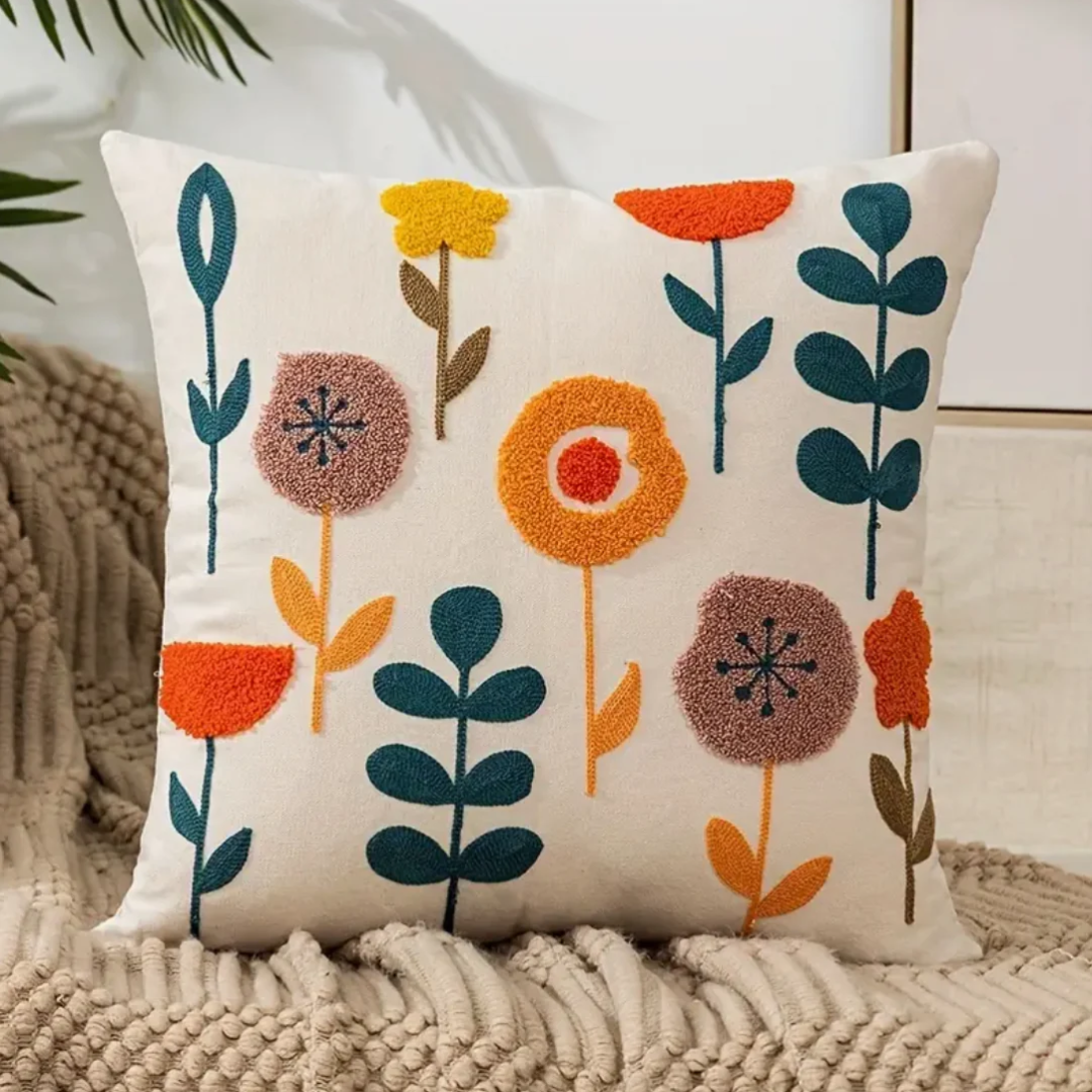 Throw pillow – Floral print – Soft cotton and polyester – Cozy couch accent – 17.7 x 17.7 in 2