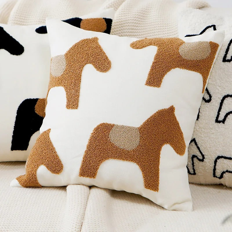 Throw pillow cover – 100% polyester – Cute embroidered animal design – Cozy home accessory – 17.7 x 17.7 in 0