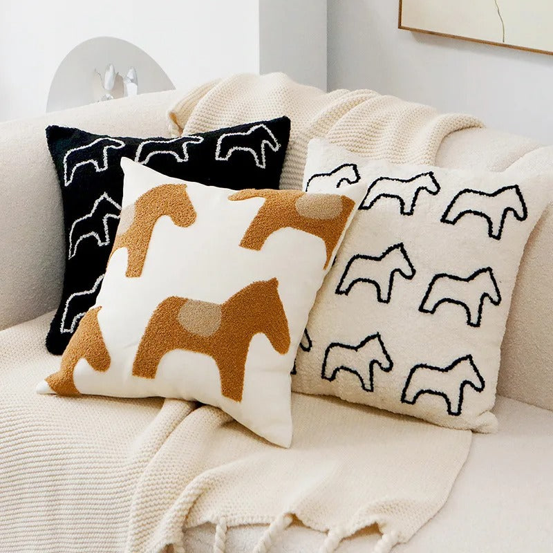 Throw pillow cover – 100% polyester – Cute embroidered animal design – Cozy home accessory – 17.7 x 17.7 in 1