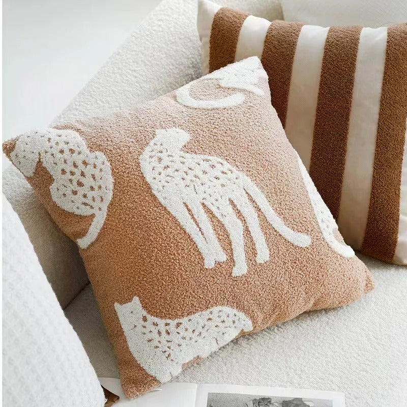 Throw pillow cover – 100% polyester – Cute embroidered animal design – Cozy home accessory – 17.7 x 17.7 in 11