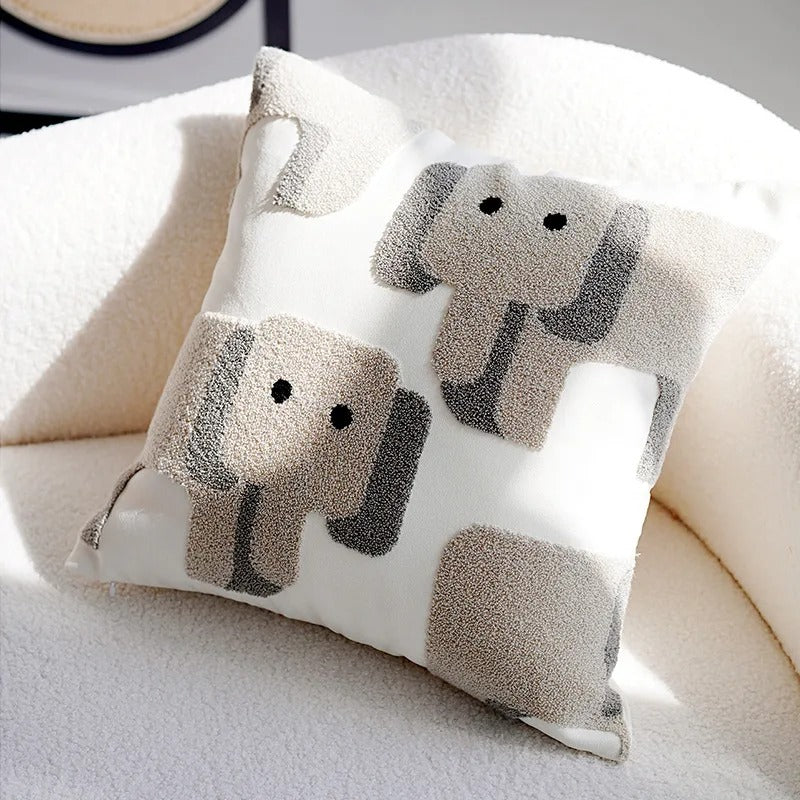 Throw pillow cover – 100% polyester – Cute embroidered animal design – Cozy home accessory – 17.7 x 17.7 in 12