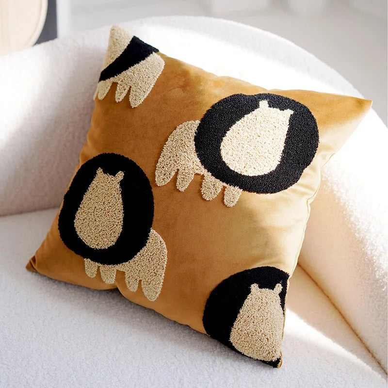 Throw pillow cover – 100% polyester – Cute embroidered animal design – Cozy home accessory – 17.7 x 17.7 in 14