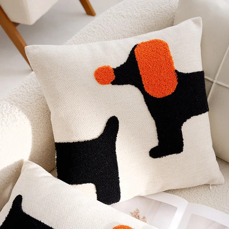 Throw pillow cover – 100% polyester – Cute embroidered animal design – Cozy home accessory – 17.7 x 17.7 in 16
