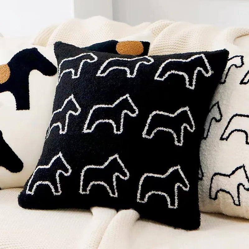 Throw pillow cover – 100% polyester – Cute embroidered animal design – Cozy home accessory – 17.7 x 17.7 in 4