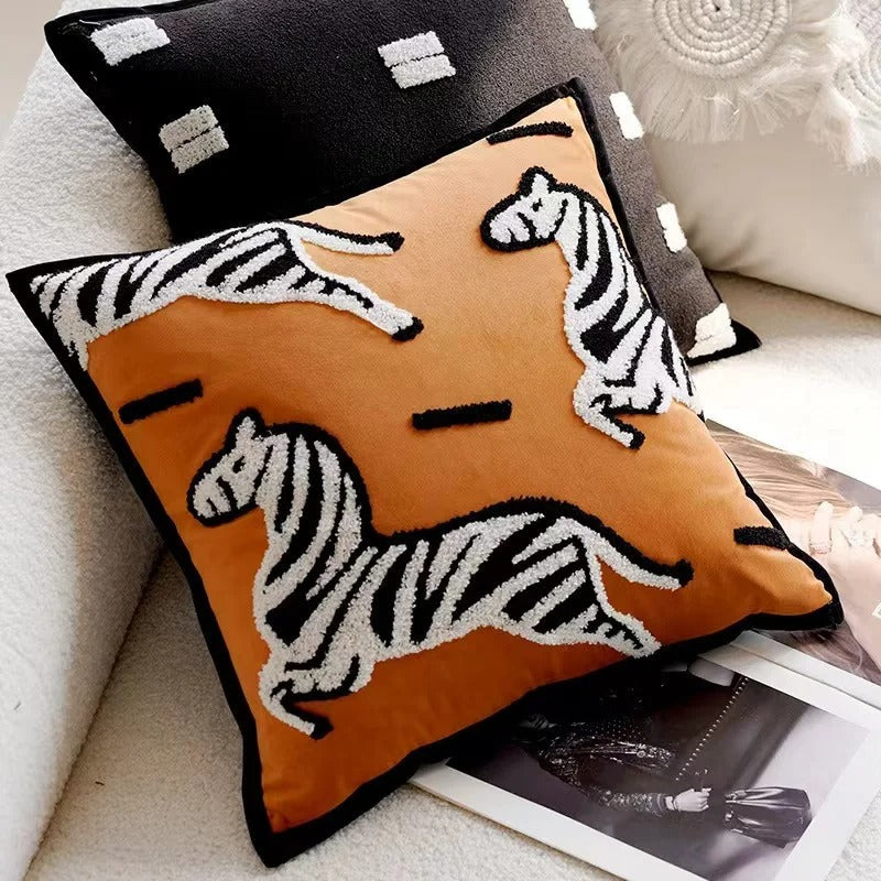Throw pillow cover – 100% polyester – Cute embroidered animal design – Cozy home accessory – 17.7 x 17.7 in 5