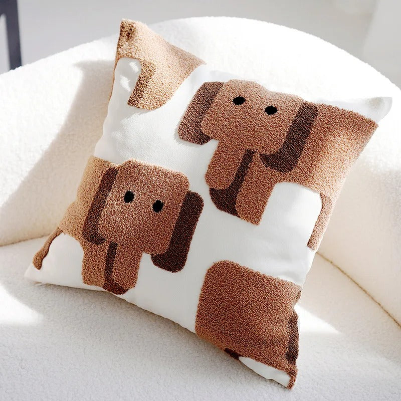 Throw pillow cover – 100% polyester – Cute embroidered animal design – Cozy home accessory – 17.7 x 17.7 in 9