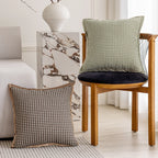 Throw pillow cover – Durable fabric – Green and brown grid – Modern decorative cushion – 17.7 x 17.7 in 1