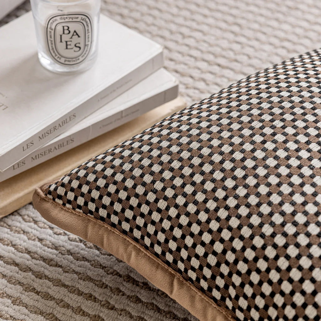 Throw pillow cover – Durable fabric – Green and brown grid – Modern decorative cushion – 17.7 x 17.7 in 3