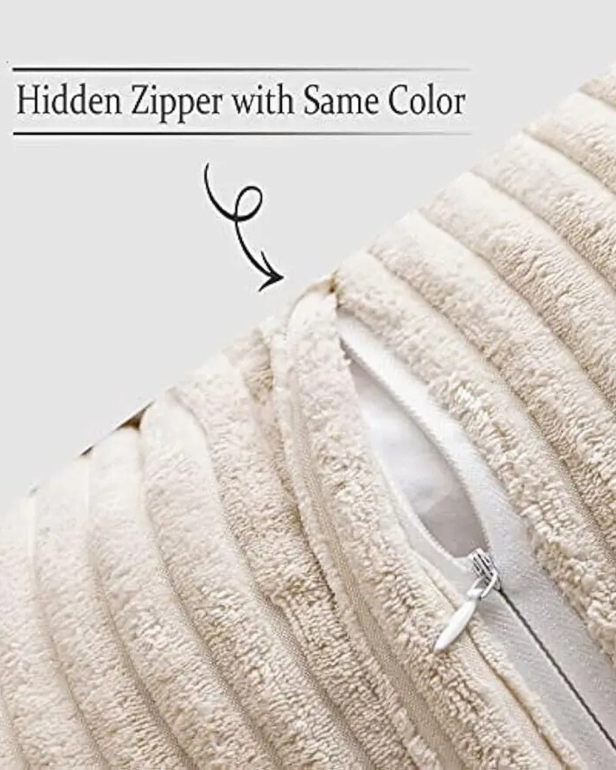Throw pillow cover – Soft striped ribbed velvet – Neutral tones – Decorative accent for living room or bedroom 5