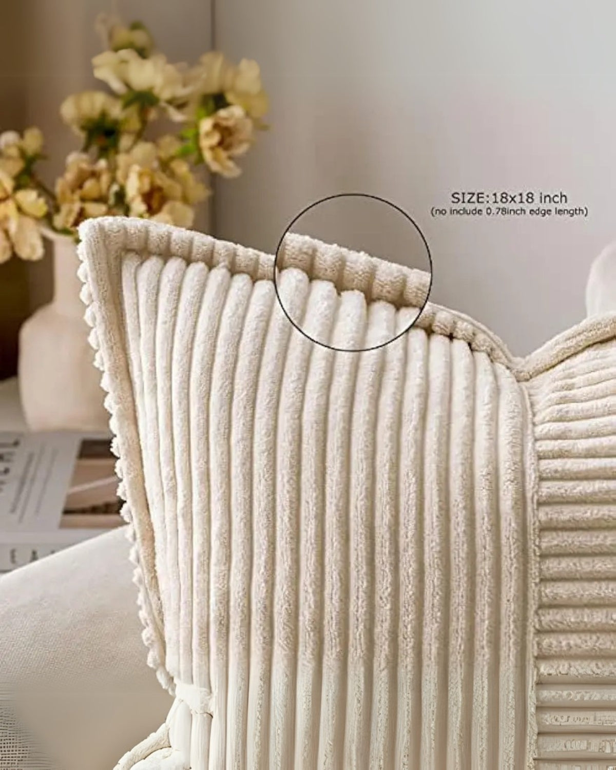 Throw pillow cover – Soft striped ribbed velvet – Neutral tones – Decorative accent for living room or bedroom 6