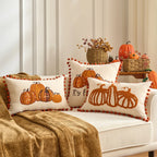 Throw pillow cover – Velvet – Pumpkin design – Autumn decor – 30 x 50 cm and 45 x 45 cm 0