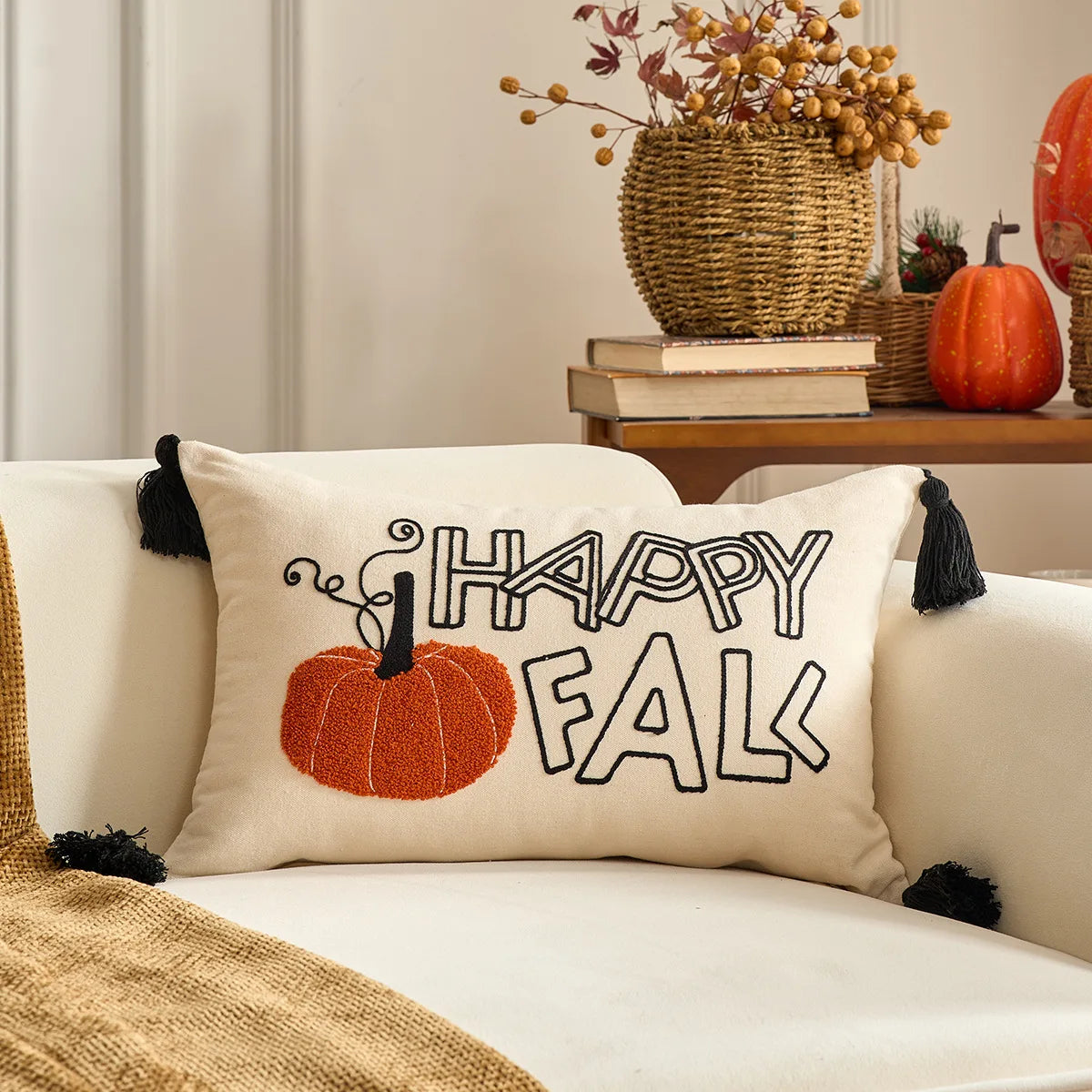 Throw pillow cover – Velvet – Pumpkin design – Autumn decor – 30 x 50 cm and 45 x 45 cm 12