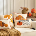 Throw pillow cover – Velvet – Pumpkin design – Autumn decor – 30 x 50 cm and 45 x 45 cm 2