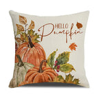 Throw pillow covers – Durable fabric – Autumn pumpkin and leaf designs – Fits 18x18 cushions – Set of 4 decorative covers 4