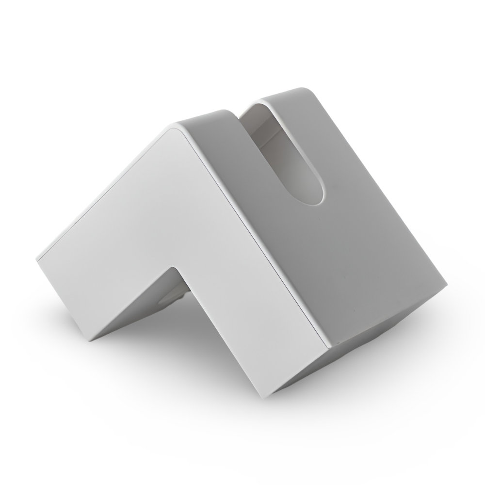 Tissue box cover – L-shaped design – Sleek plastic – Space-saving corner solution – White 0