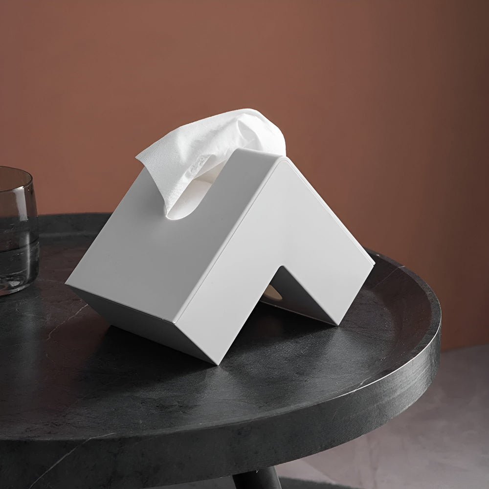 Tissue box cover – L-shaped design – Sleek plastic – Space-saving corner solution – White 4