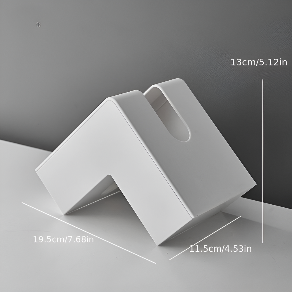 Tissue box cover – L-shaped design – Sleek plastic – Space-saving corner solution – White 6