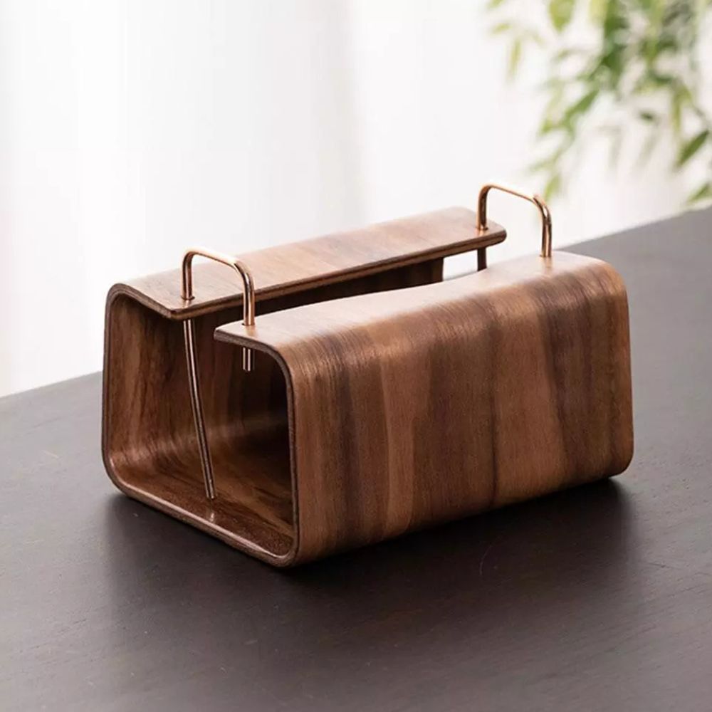 Tissue box cover – Solid walnut wood – Elegant brass slot – Modern home accent for living room or office 8