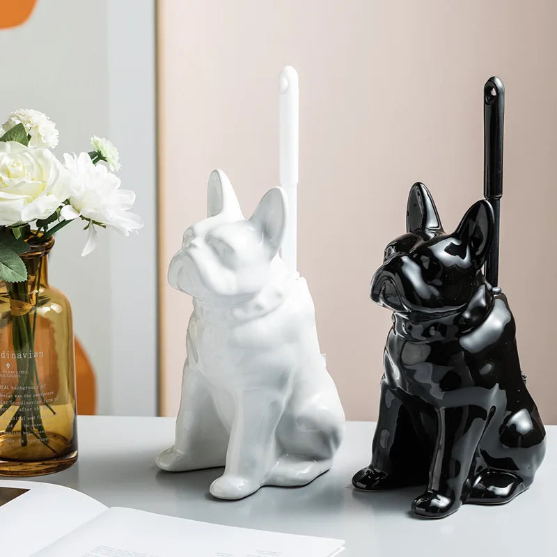 Toilet brush – Ceramic dog shape – Unique bathroom decor – Stylish and functional cleaning tool 1