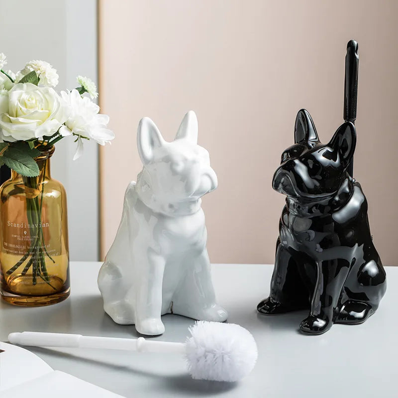 Toilet brush – Ceramic dog shape – Unique bathroom decor – Stylish and functional cleaning tool 2