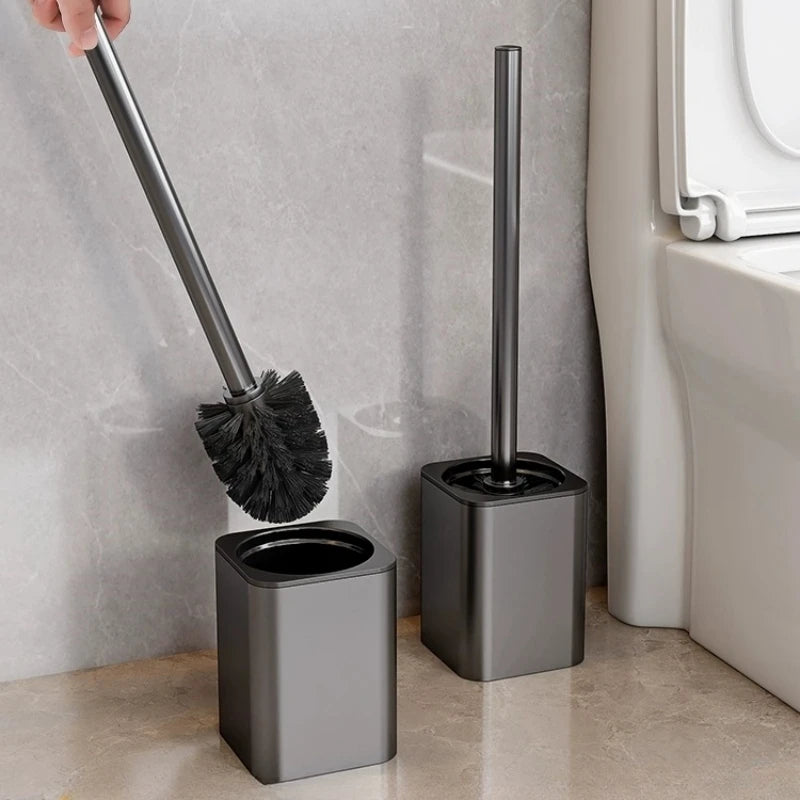 Toilet brush and holder – Metal shell – Wall-mounted design – Space-saving and hygienic bathroom accessory 0
