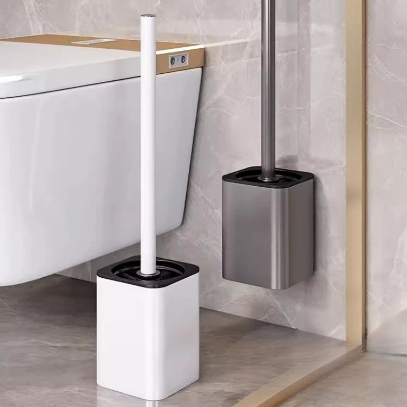 Toilet brush and holder – Metal shell – Wall-mounted design – Space-saving and hygienic bathroom accessory 1
