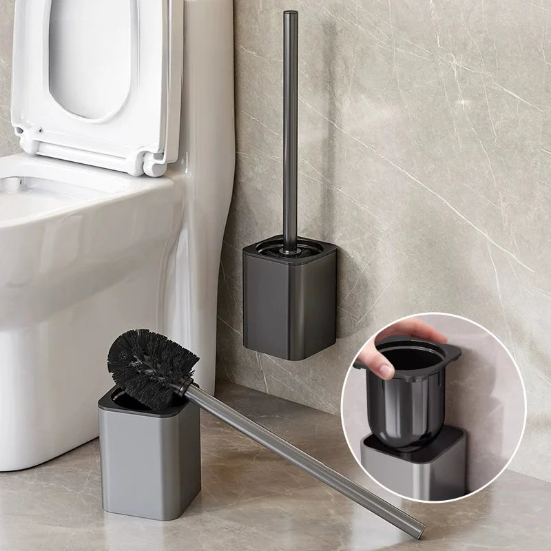 Toilet brush and holder – Metal shell – Wall-mounted design – Space-saving and hygienic bathroom accessory 3