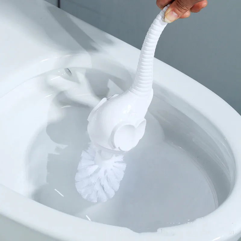 Toilet brush set – Ceramic – Elegant white design – Durable brush with plastic handle for bathroom organization 4