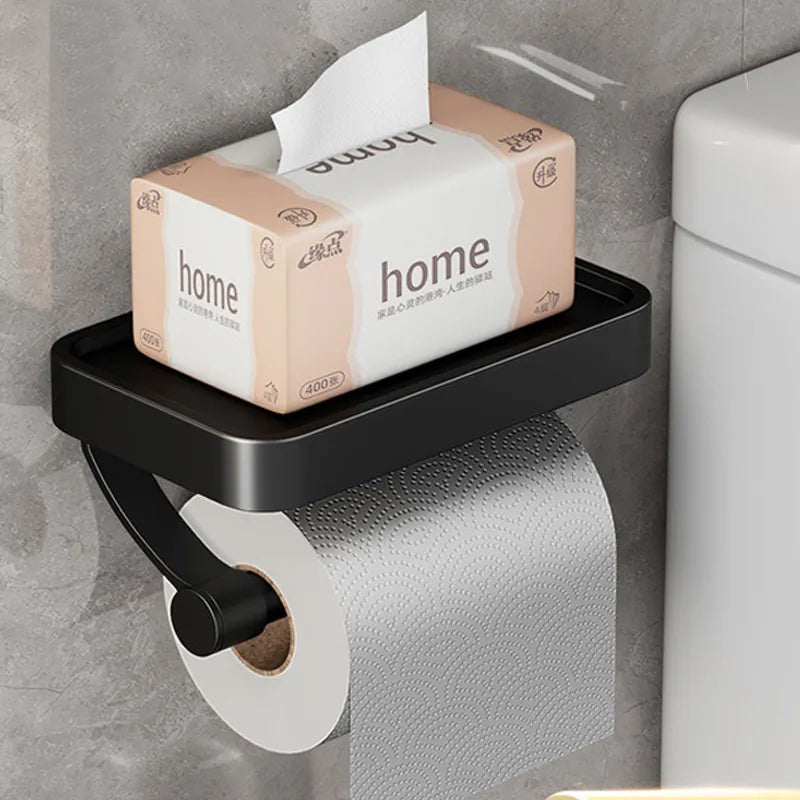 Toilet paper holder – Stainless steel – Wall-mounted with shelf – Modern bathroom accessory 4