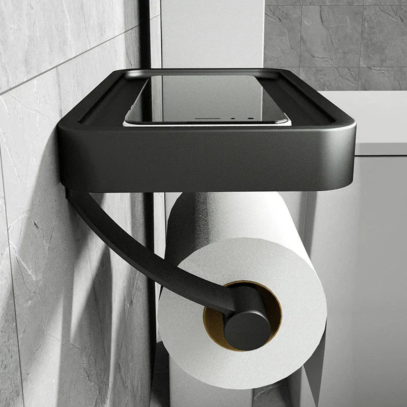Toilet paper holder – Stainless steel – Wall-mounted with shelf – Modern bathroom accessory 7