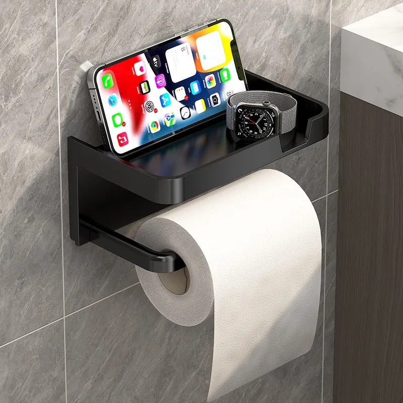 Toilet paper holder – Wall-mounted storage rack – Space-saving design – Modern bathroom organizer 0