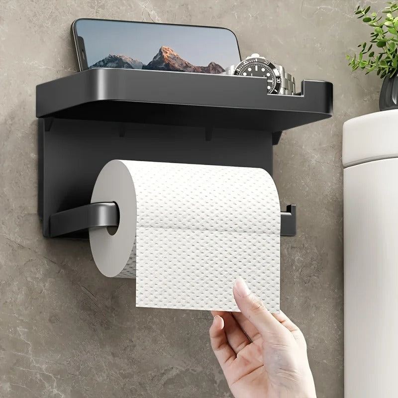 Toilet paper holder – Wall-mounted storage rack – Space-saving design – Modern bathroom organizer 1