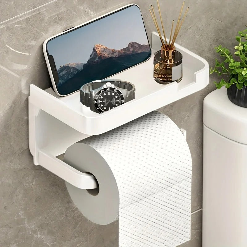 Toilet paper holder – Wall-mounted storage rack – Space-saving design – Modern bathroom organizer 2
