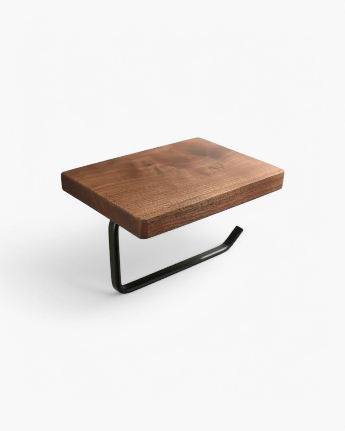 Toilet paper holder stand – Solid wood and metal – Black finish – Modern bathroom accessory 1