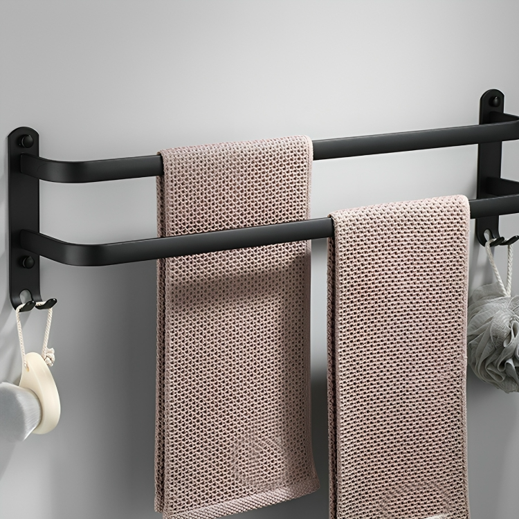 Towel rack – Aluminum – Black finish – Easy installation – Space-saving solution 0