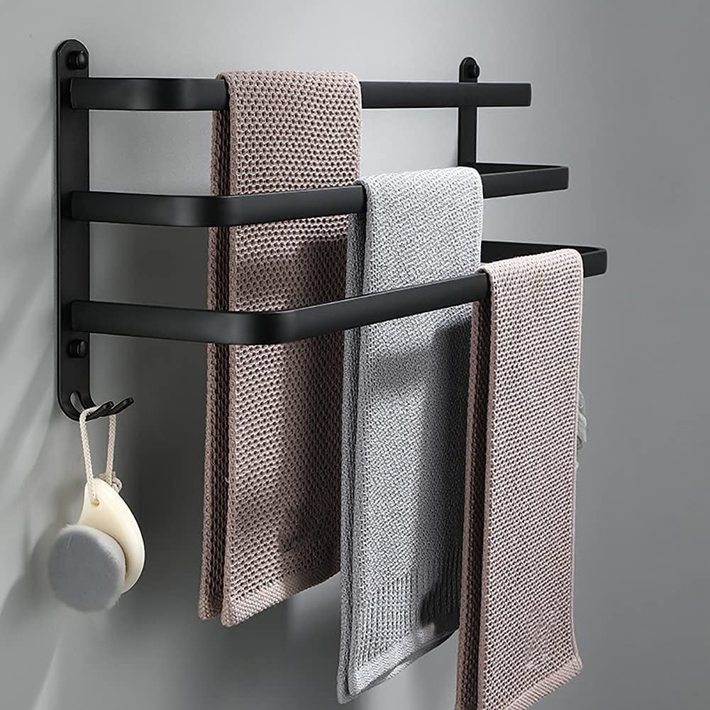 Towel rack – Aluminum – Black finish – Easy installation – Space-saving solution 1