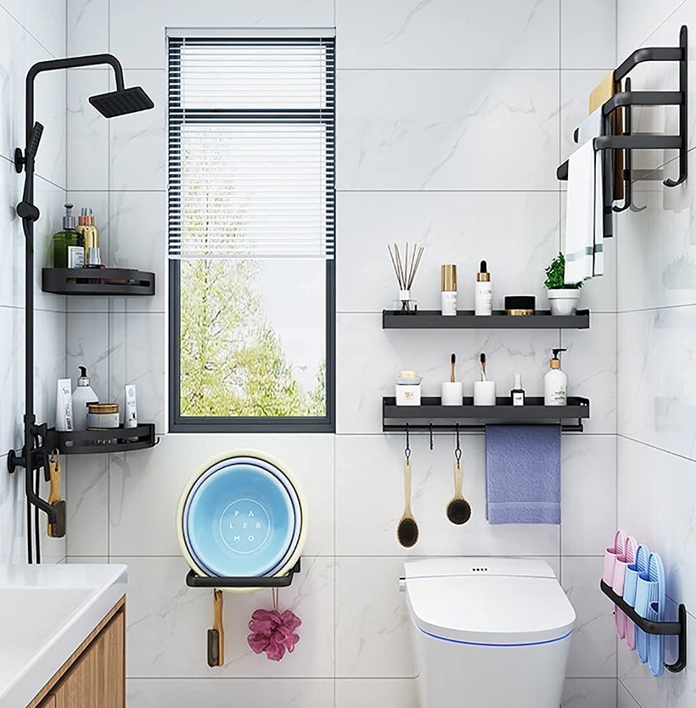 Towel rack – Aluminum – Black finish – Easy installation – Space-saving solution 2